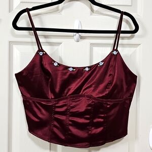 Wild Fable Embellished Camisole Crop Top Blouse Y2K Cocktail Party